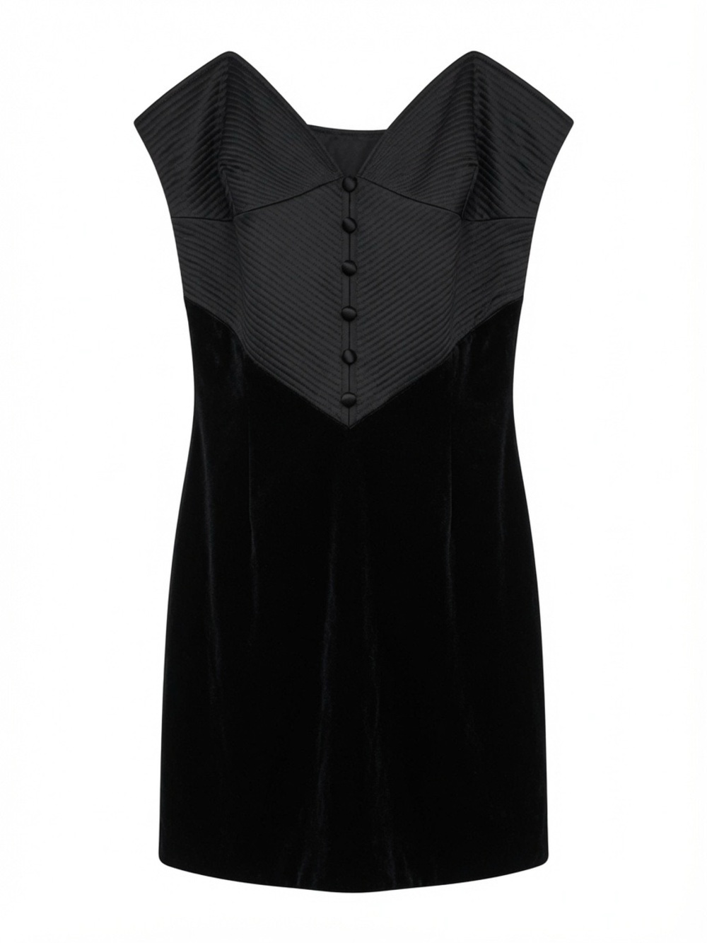 Valentino Black Structured Velvet Mini Dress